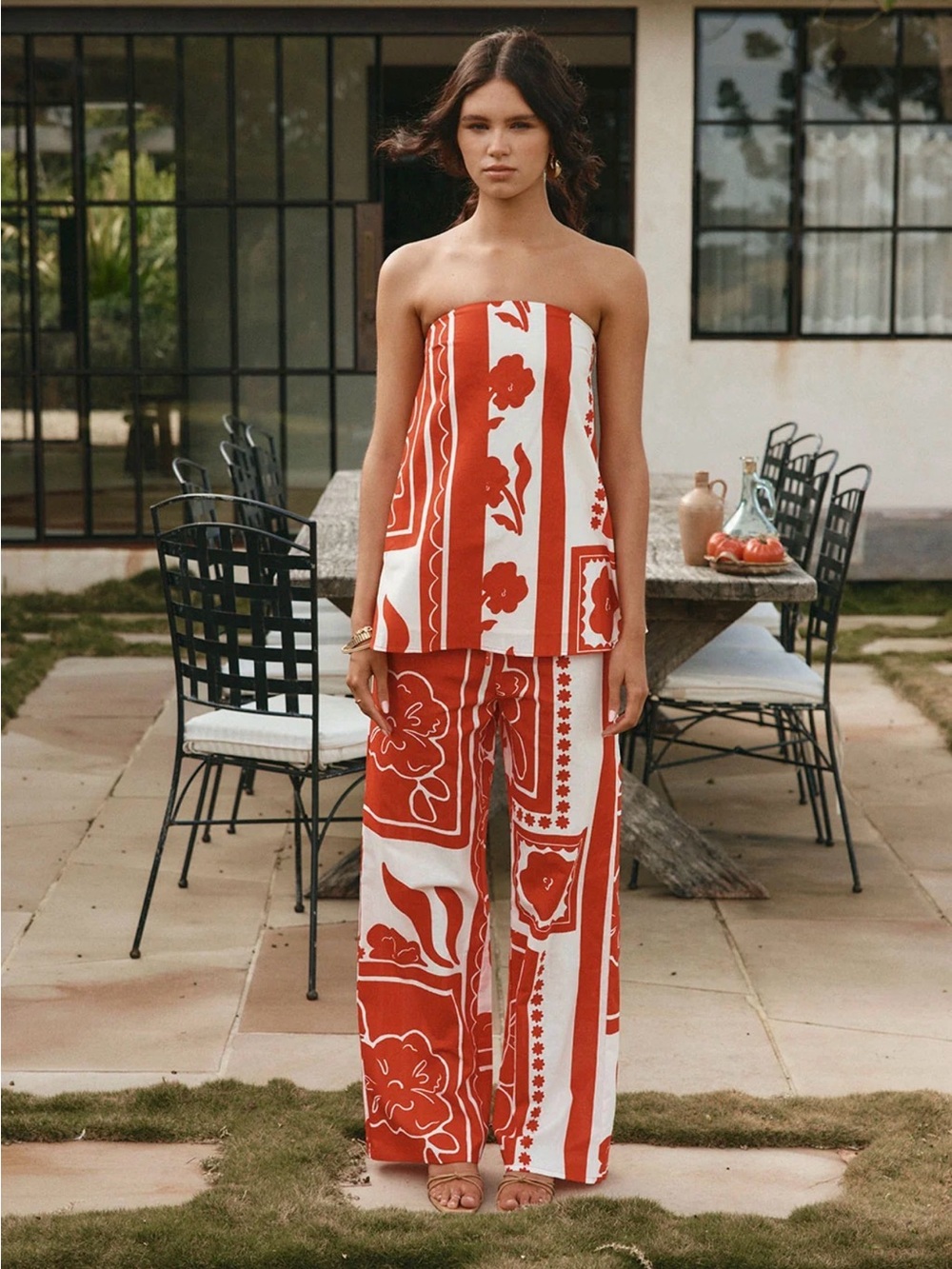 Avalon 2Piece from Sabo Strapless Red & White Printed Jumpsuit